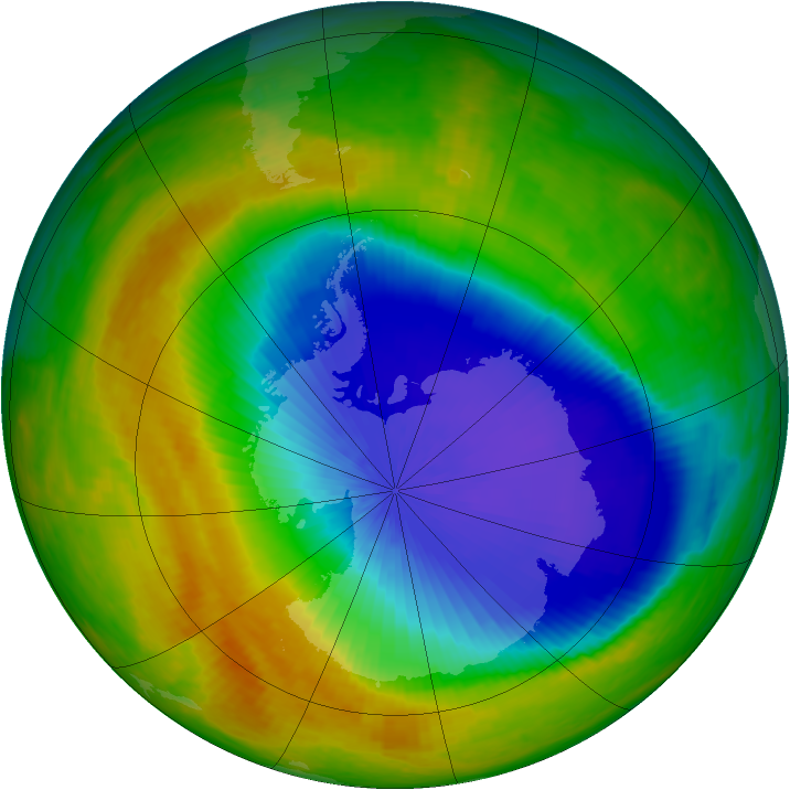 Antarctic ozone map for 23 October 2003